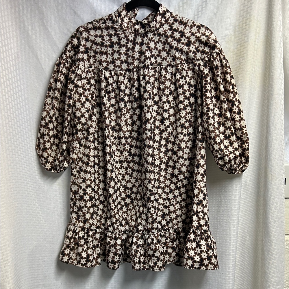 Anthropologie Brown and Cream dress.